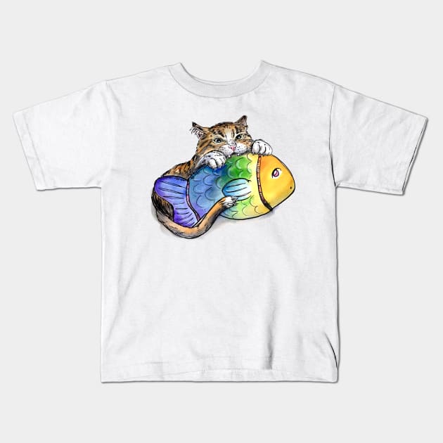 Cat Fangs Kids T-Shirt by sketchcadet